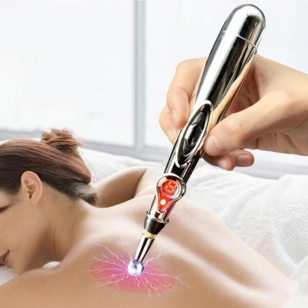 قلم المساج الكهربائي بثلاثة رؤوس -Stylo de massage électrique pour points d'acupuncture, thérapie