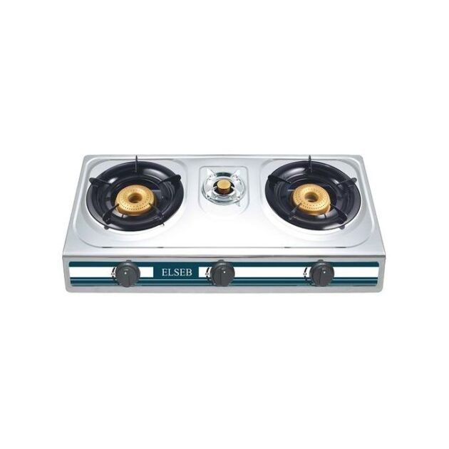 ELSEB Réchaud À Gaz en INOX 3 Feux - Cuisinière Inoxydable