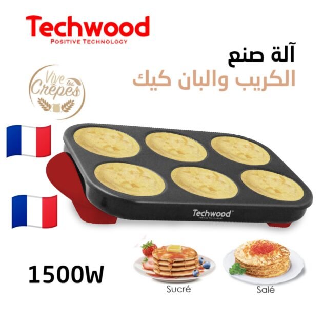 Techwood Crêpière 6 Personnes Mini Crêpes & Pancakes 1500 W