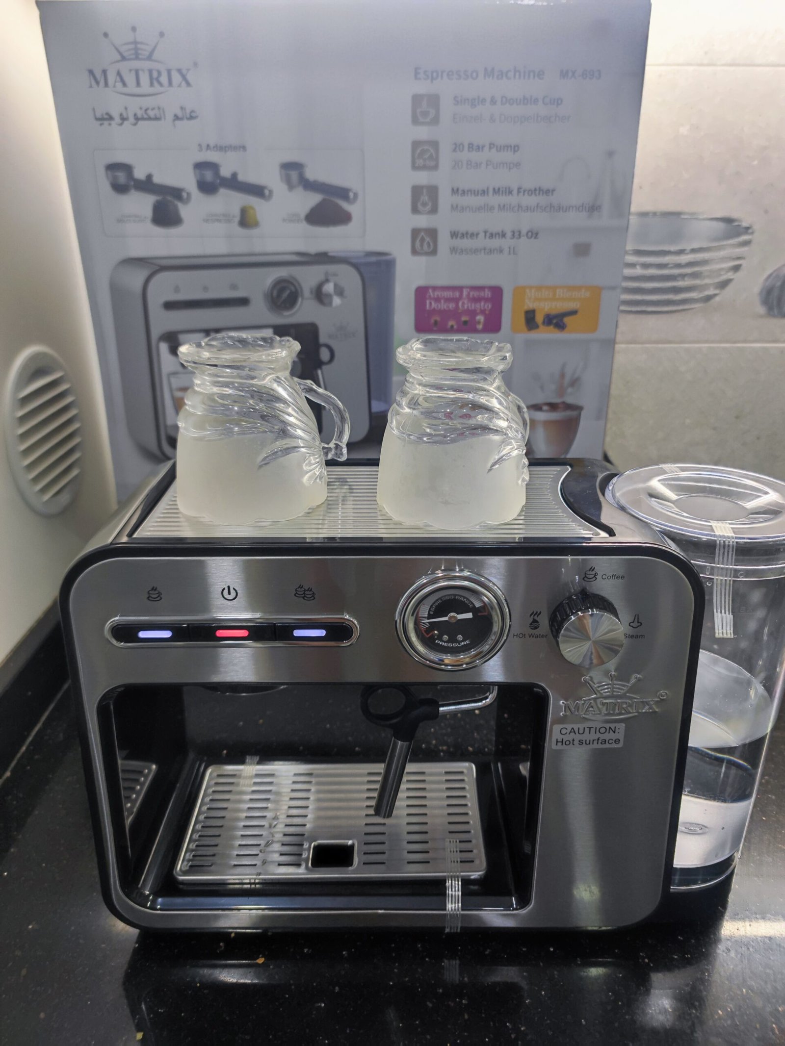 Machine à café 4en1 MATRIX 20Bar ( capsules nespresso et dolce gusto + café moulu + cappuccino) – Image 4