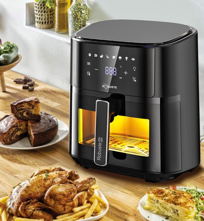 Friteuse sans huile Airfryer 5,7 litres 1700W ROBUSTE Originale avec 8 prereglages et une lampe Avec Fenêtre Visible – Image 8