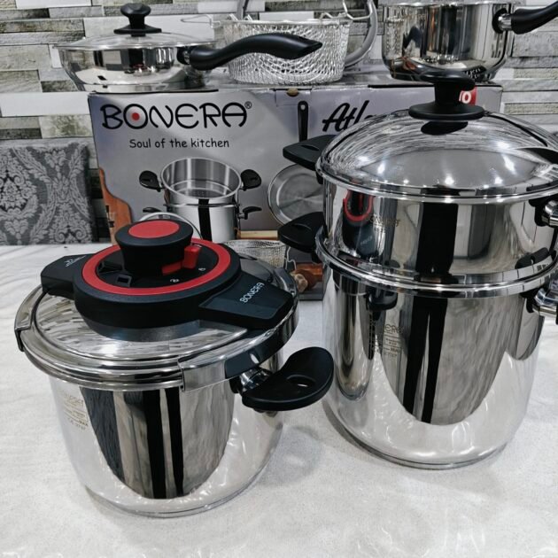 Pack 10 pieces Cocotte 6L + 8L Bonera original turque inox 18/10 haute qualité