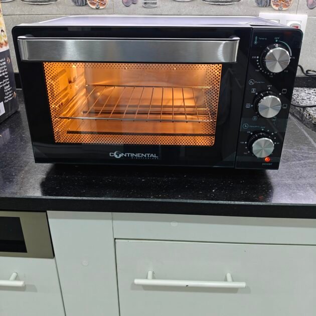 Four Électrique Ventilé Continental 23L – Rôtisserie, Convection, Lampe Intérieure, Surface Antiadhésive, 4 Modes de Cuisson