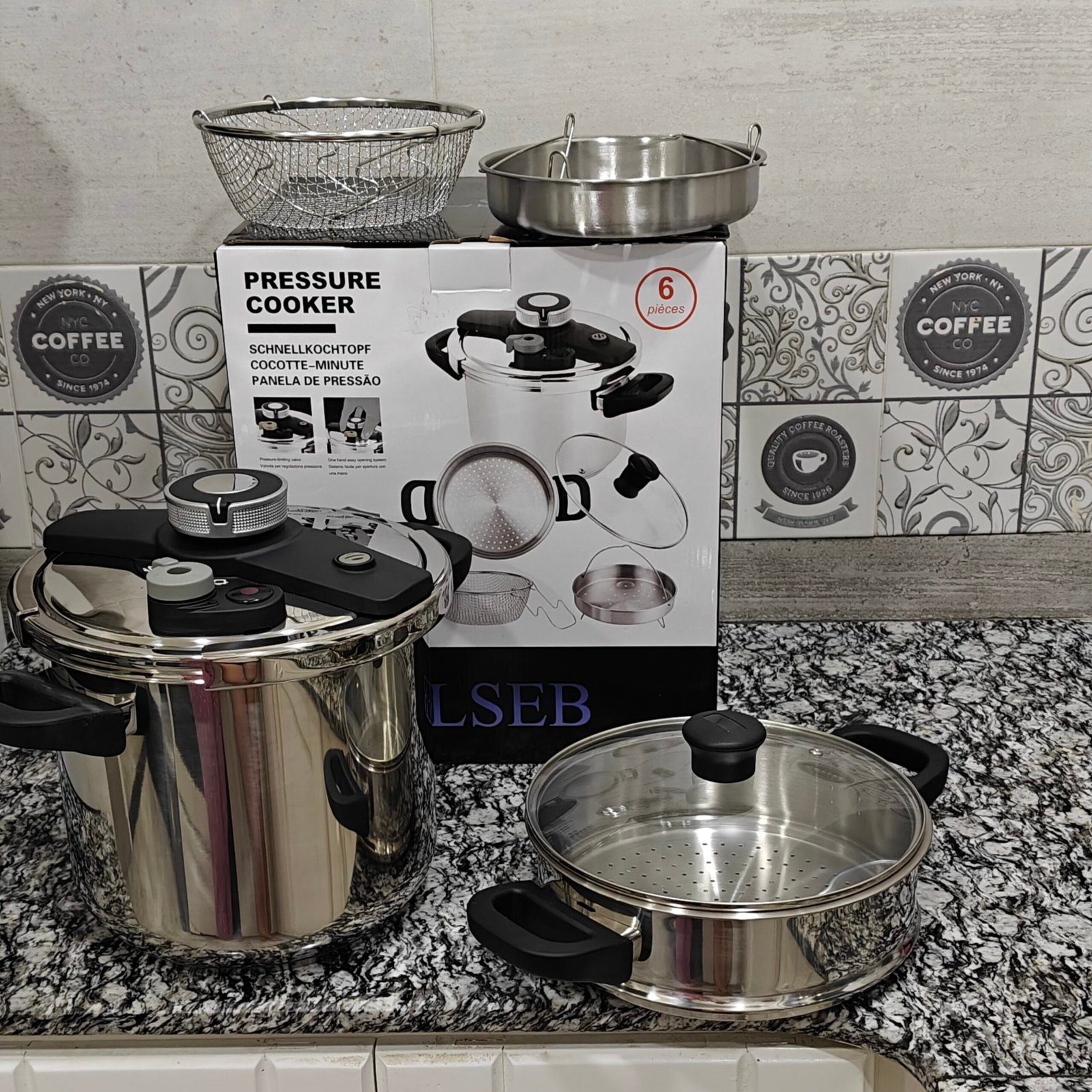 Cocotte-minute 10L Elseb – Pack 6 pièces en inox Haute gamme